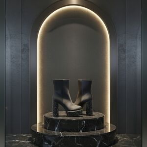 Elegant Black Satin & Bling Platform Boots